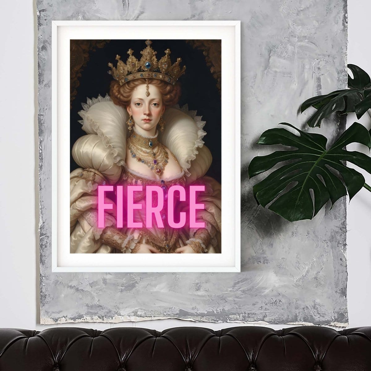 Fierce Queen neon art, altered art funky print