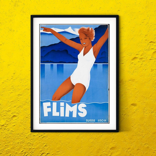 Films Swiss Advertising Print, art deco poster