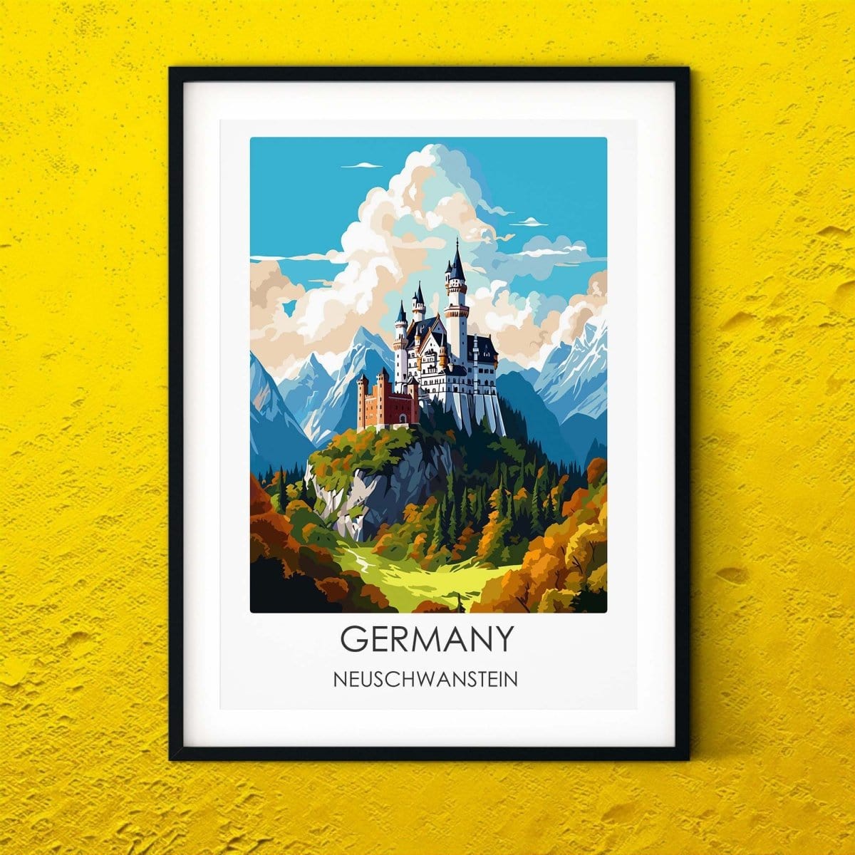 Germany Neuschwanstein modern travel print graphic travel poster
