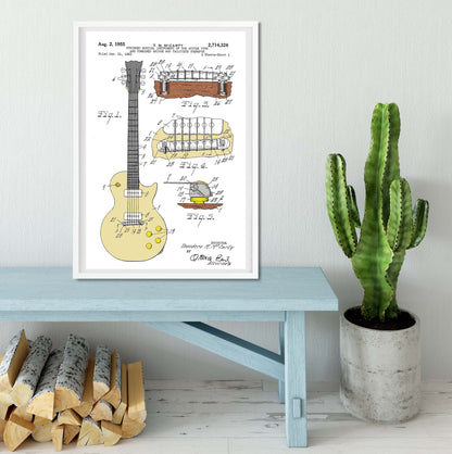 Gibson Les Paul Guitar coloured patent print patent prints