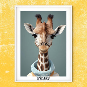 Giraffe print, personalised name giraffe nursery prints