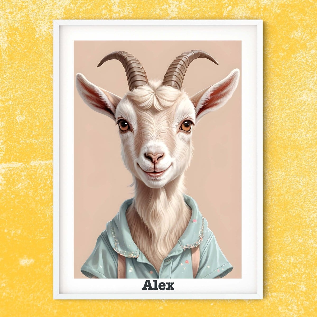 Baby Goat print in clothes, personalised nursery prints