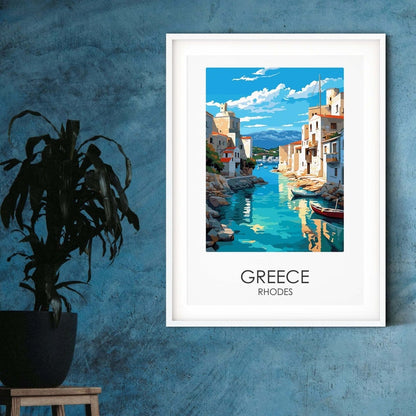 Greece Rhodes modern travel print graphic travel poster