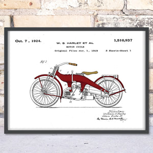 Harley Davidson Motorcycle Framed Patent Print