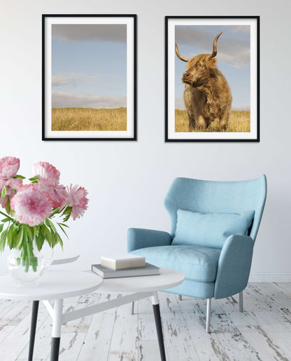 Highland cow prints diptych, set of 2 framed highland cattle prints, highland cow art Photography Prints