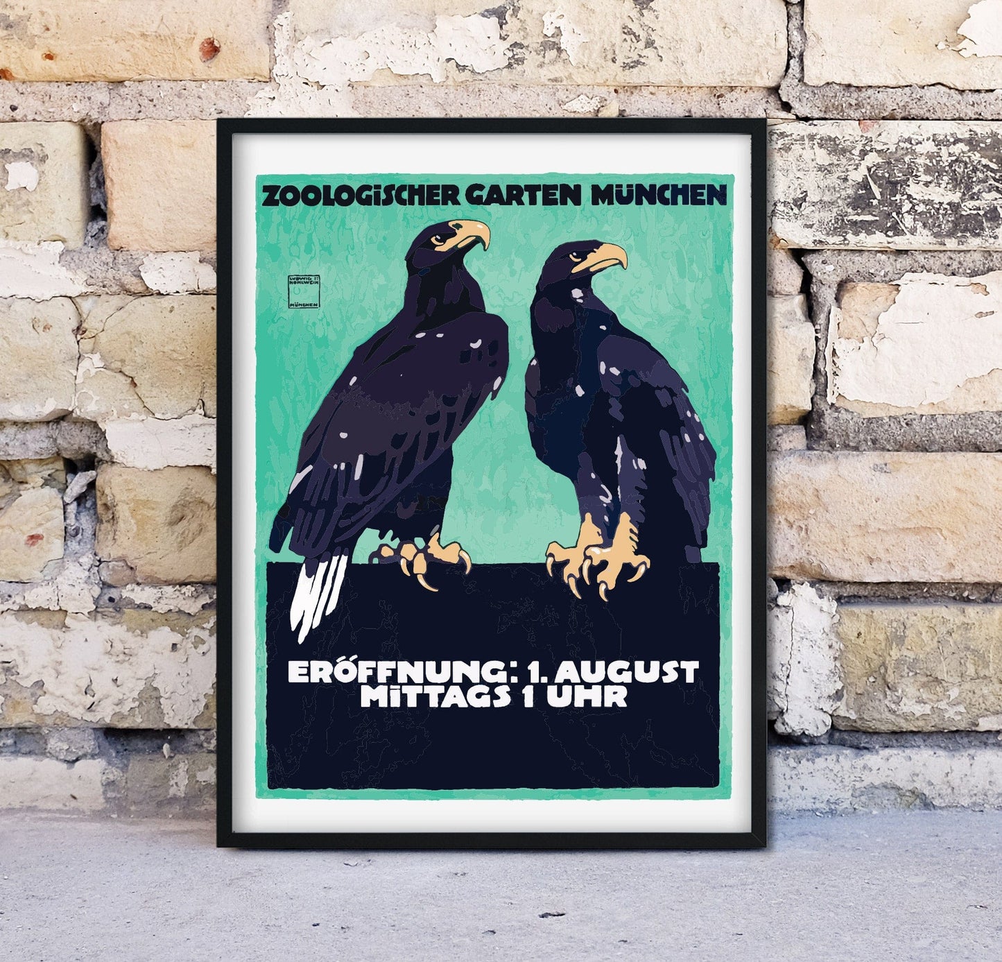 Zoologischer Garten Munchen vintage eagle zoo poster Vintage Advertising Prints