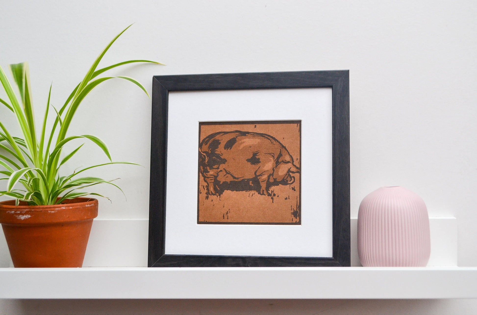 Vintage Pig illustration print - Square art pigs print