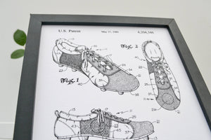 Framed Football Boot Patent Print, Soccer shoe, football shoe sports print patent print