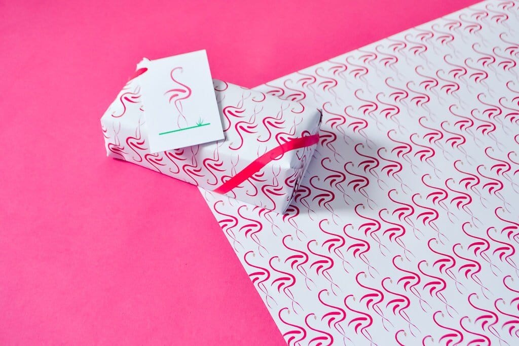 Pink Flamingo Wrapping Paper gift tag Set, Luxury Gift Wrap