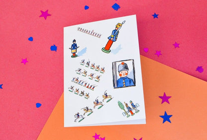 Toy Soldier Greetings Card - Vintage Print Boys Christmas, New Baby or Birthday Card, matching wrapping paper set available
