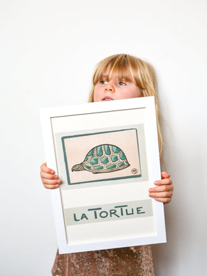 French Childrens La Tortue Tortoise nursery Print