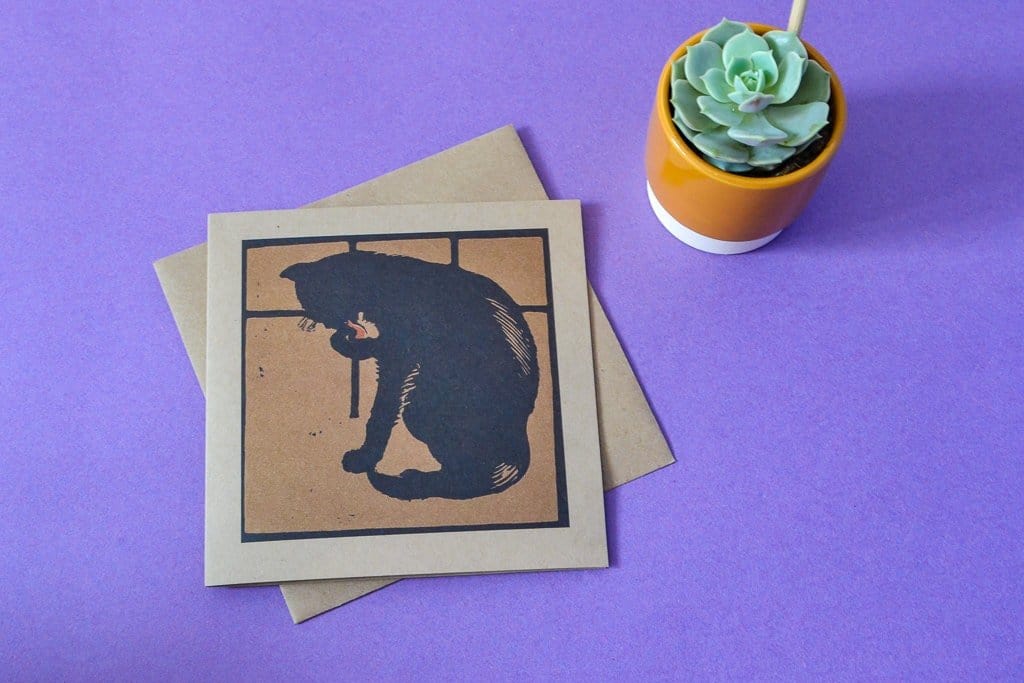 Black Cat Greetings Card, Birthday, Thank you or Blank Card