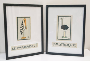 Framed Vintage Stork Illustration Print, French Childrens Marabou Stork, Bird Nursery Print, Bird Print, Stork print A5 A4 A3 A2 French animal prints