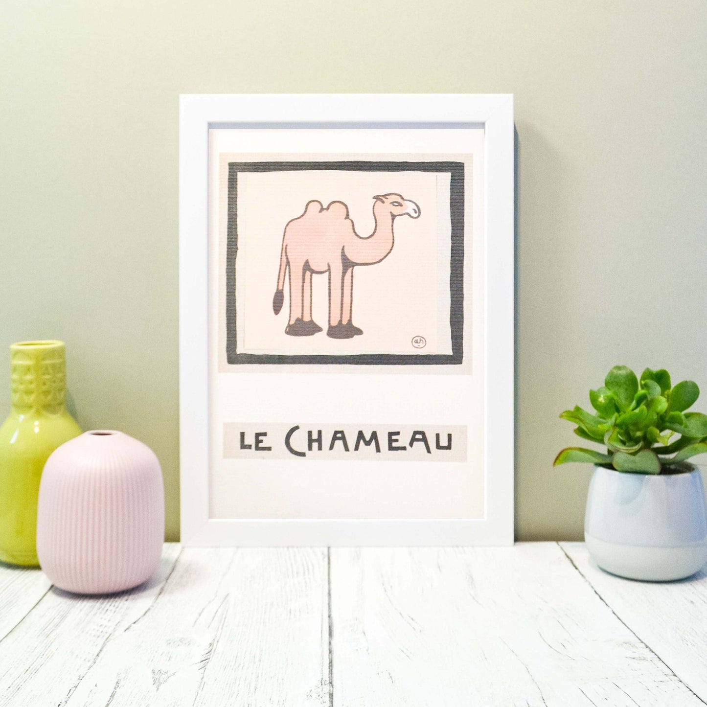 Framed Vintage Camel illustration print, French Childrens Le Chameau Nursery Animal Canvas, camel Wall Art. camel print, camel poster french animal prints