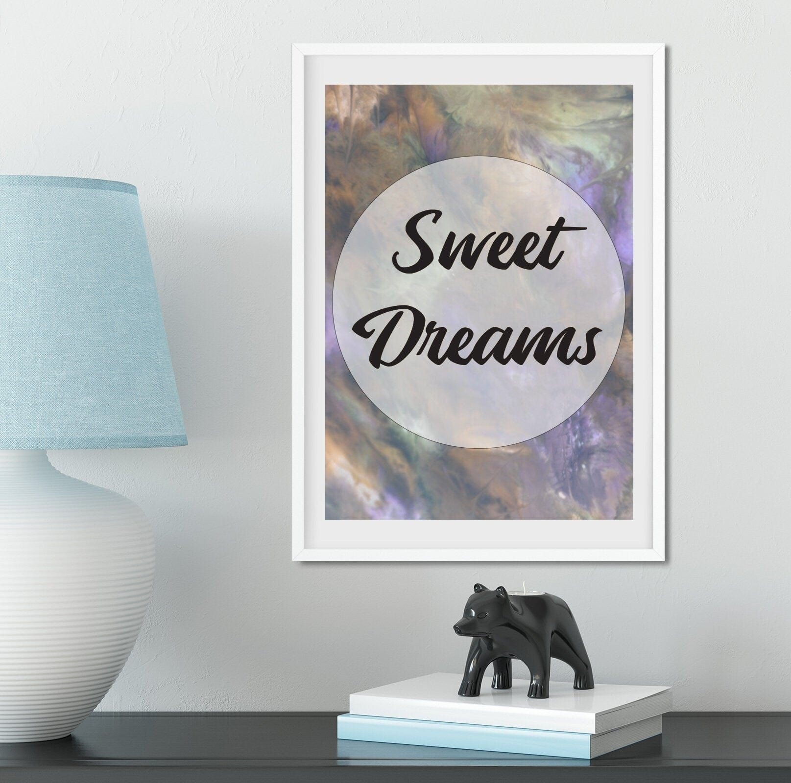 Framed Typography Print, sweet dreams quote print, inspirational print, dream quote bedroom decor