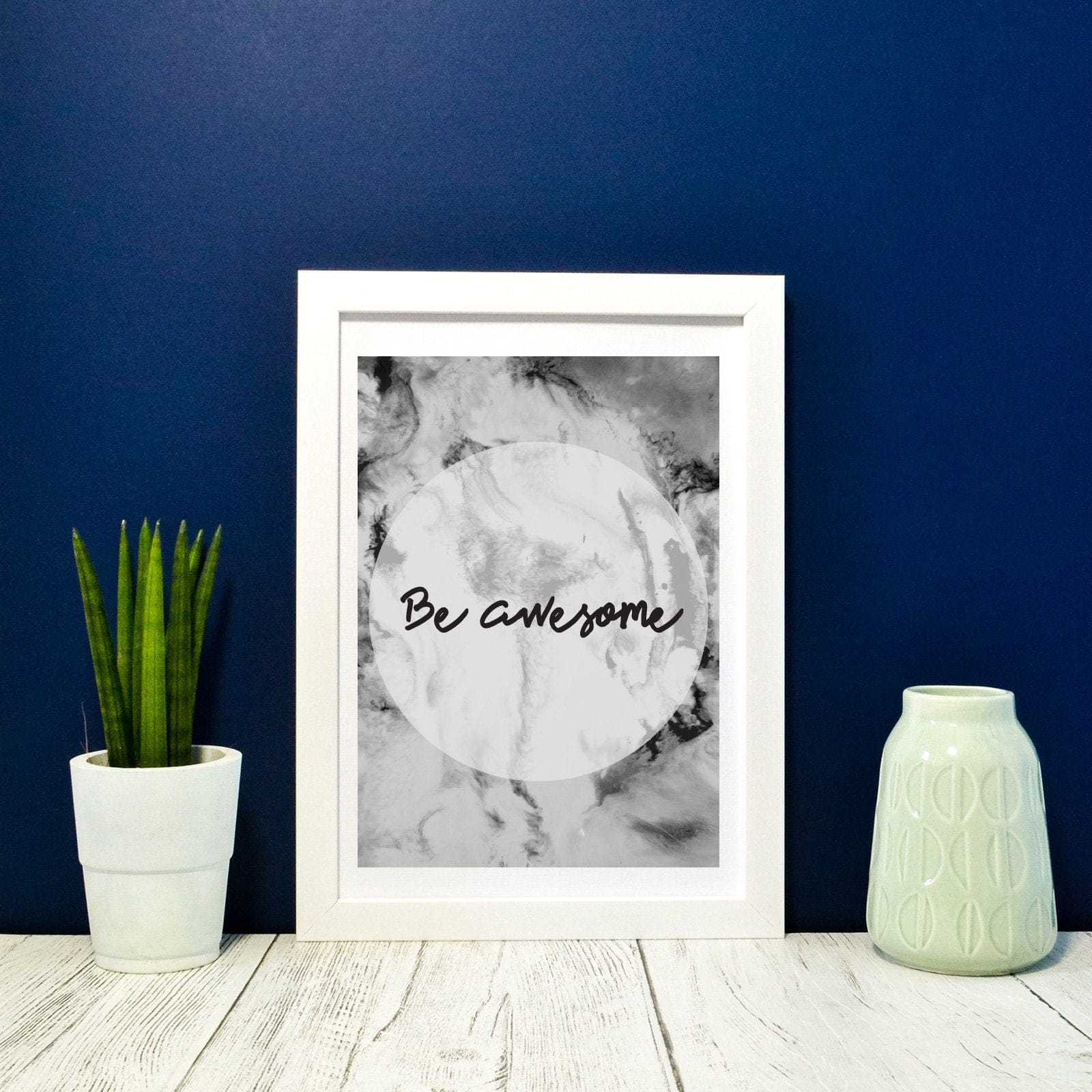 Framed Typography 'Be awesome' print, inspirational quote print, motivational print quote prints