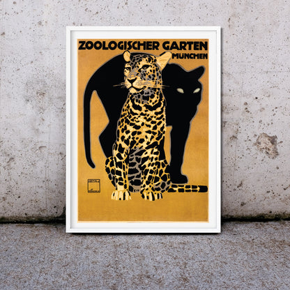 Leopard print, German Zoo poster Zooligischer Garten Advertising Print Vintage Advertising Prints