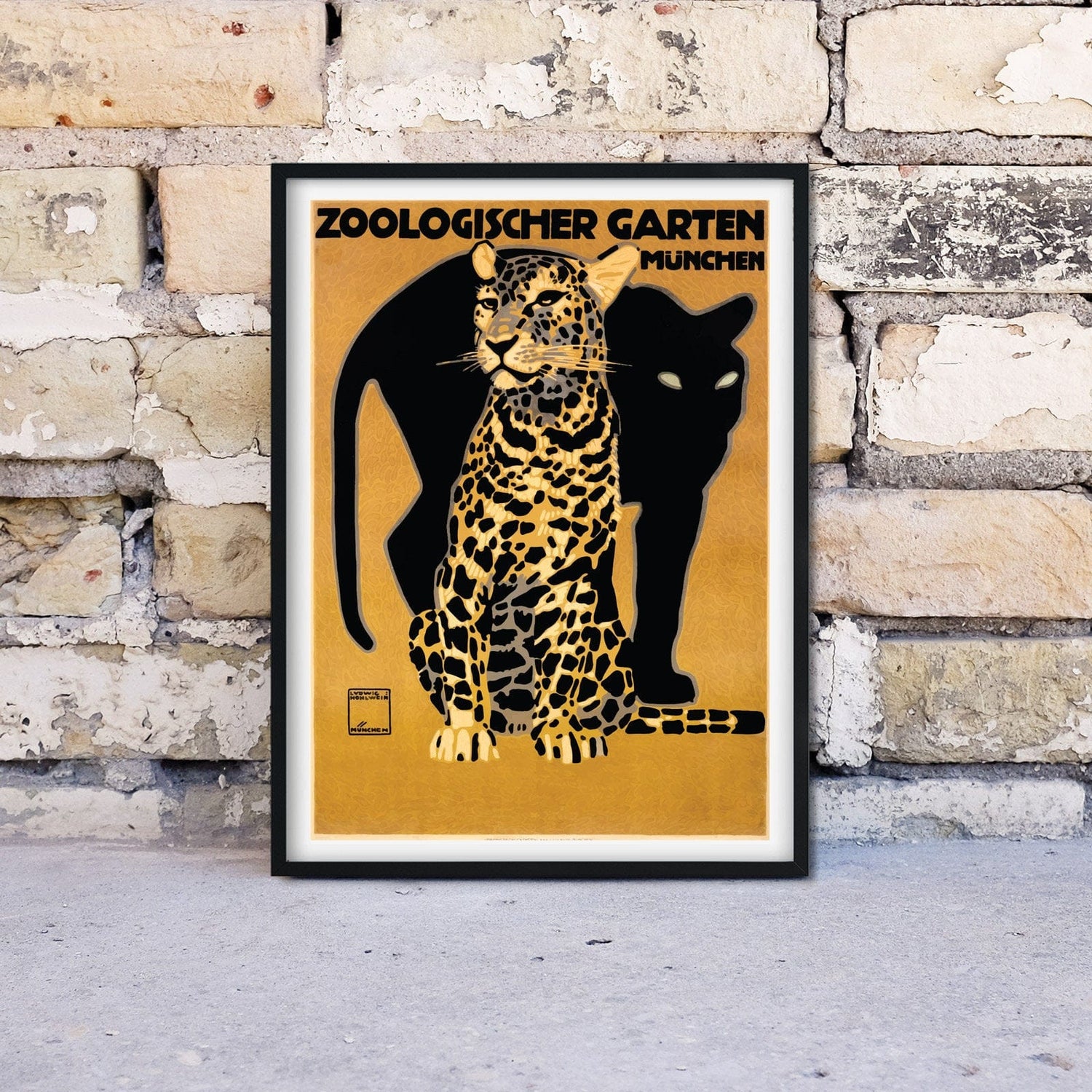 Leopard print, German Zoo poster Zooligischer Garten Advertising Print Vintage Advertising Prints