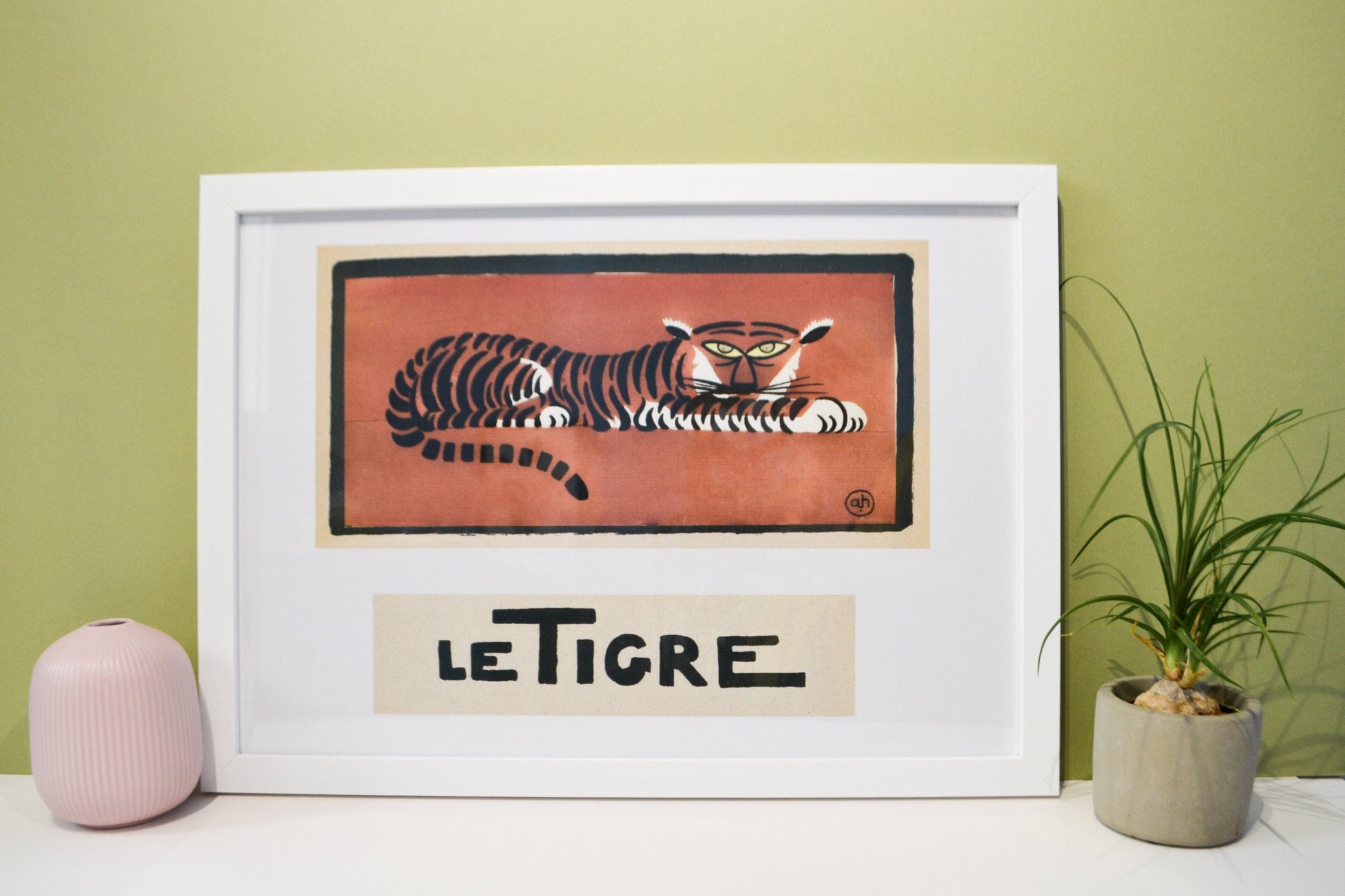 Tiger Vintage Illustration Print, Framed Print - Le Tigre French art print, Childrens Nursery Decor Animal Wall Art Print