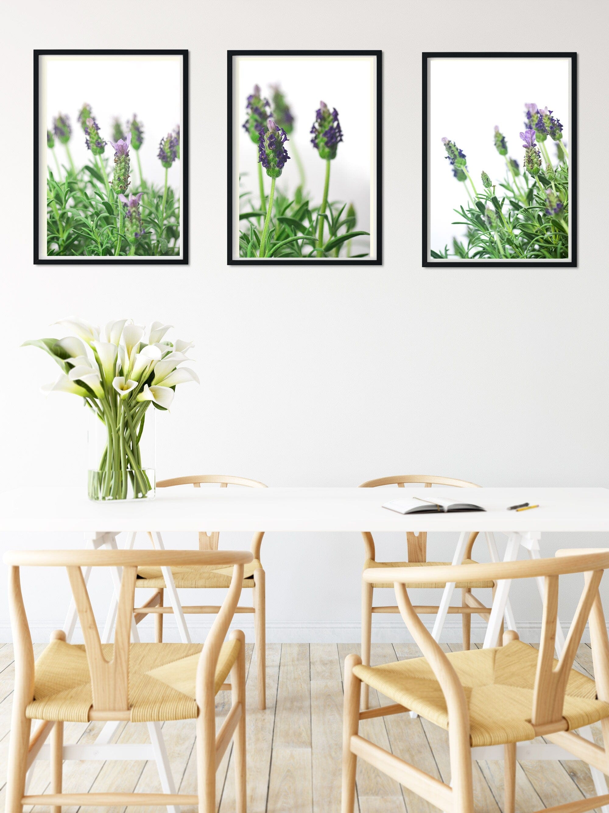Set of 3 framed lavender print - Lavender photography close up lavender print, minimalist Botanical Print, lavender decor nature photography