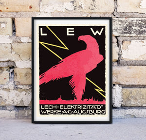 Framed Antique Advertising Print, 'LEW' vintage poster Vintage Advertising Prints