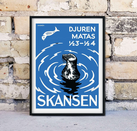 Antique Advertising Poster, Skansen print vintage zoo posters Vintage Advertising Prints