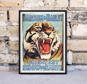 Framed Greatest Show on Earth Antique Advertising Print, greatest showman vintage poster circus art, Barnum & Bailey circus poster Vintage Advertising Prints