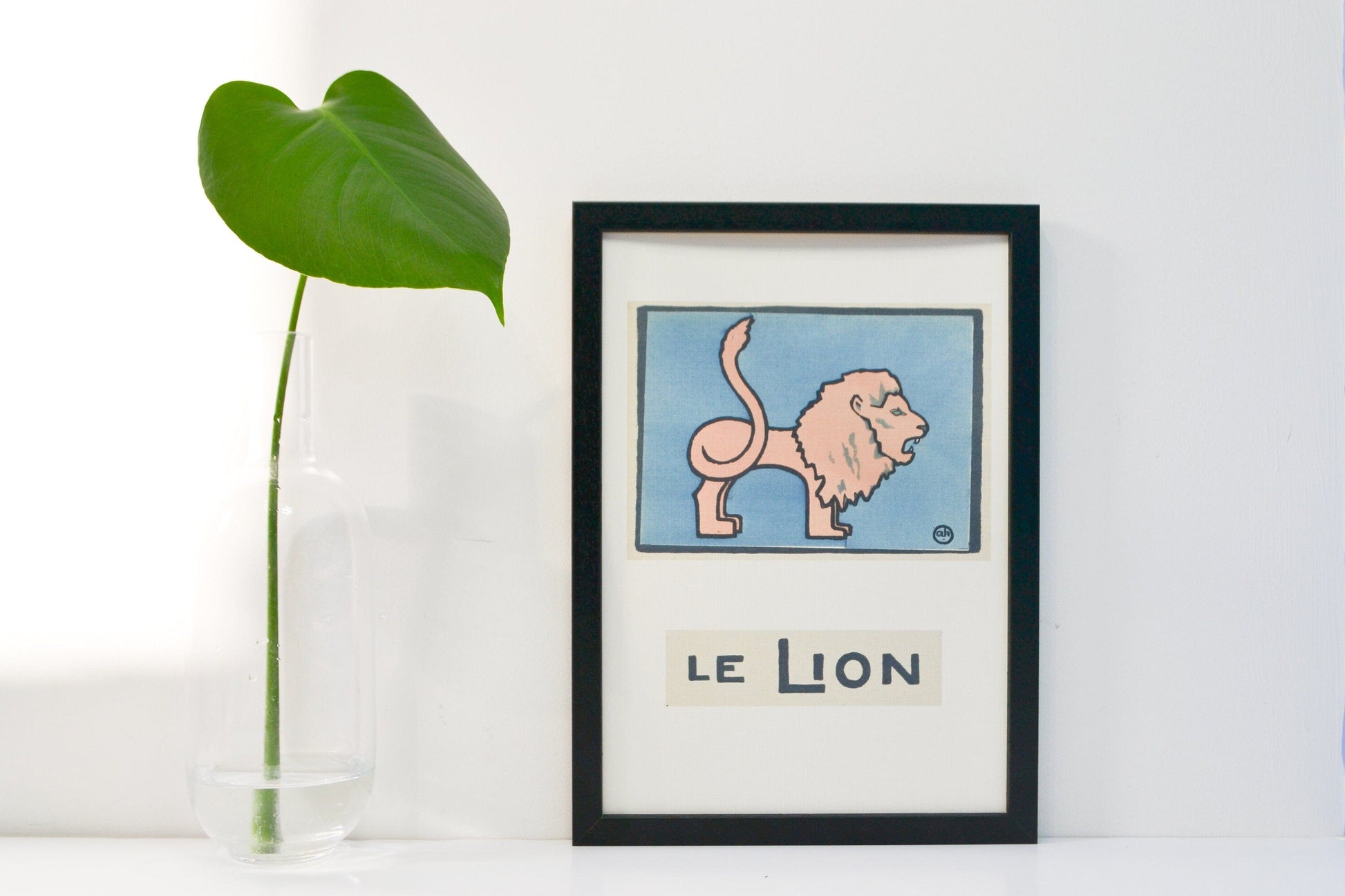 Framed Vintage Lion print, French Le Lion poster, Lion art Nursery Print french animal prints