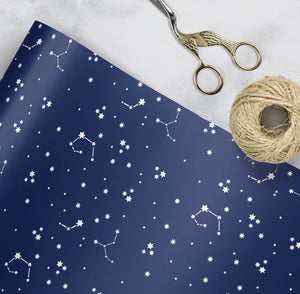 Navy Blue Stars Christmas Wrapping Paper gift tag Set, star paper constellation wrapping paper,  Luxury Gift Wrap Christmas Paper