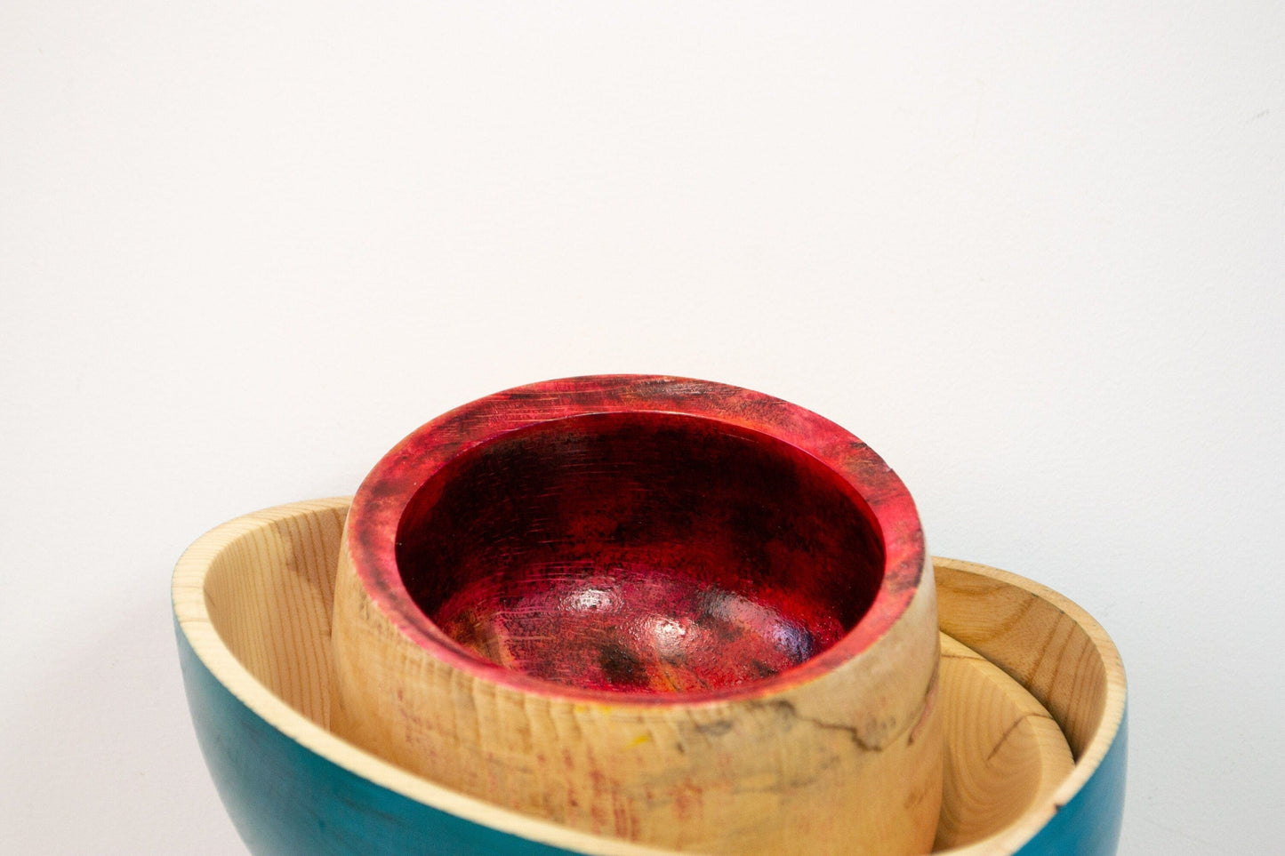 Hand Turned sycamore pot - Painted wood bowl, decorative wood bowl