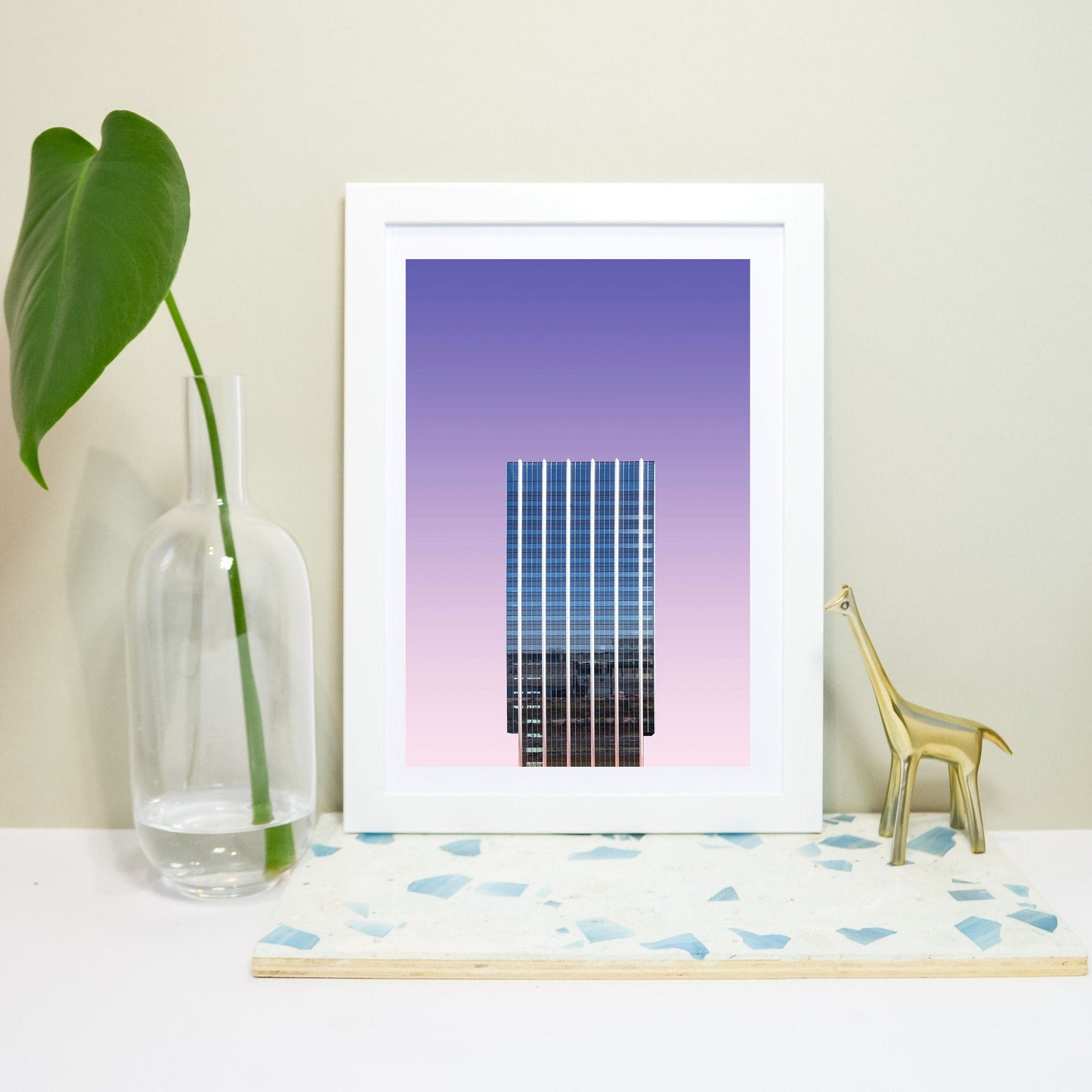 Set of 6 architecture photo framed prints, colourful print gallery wall set