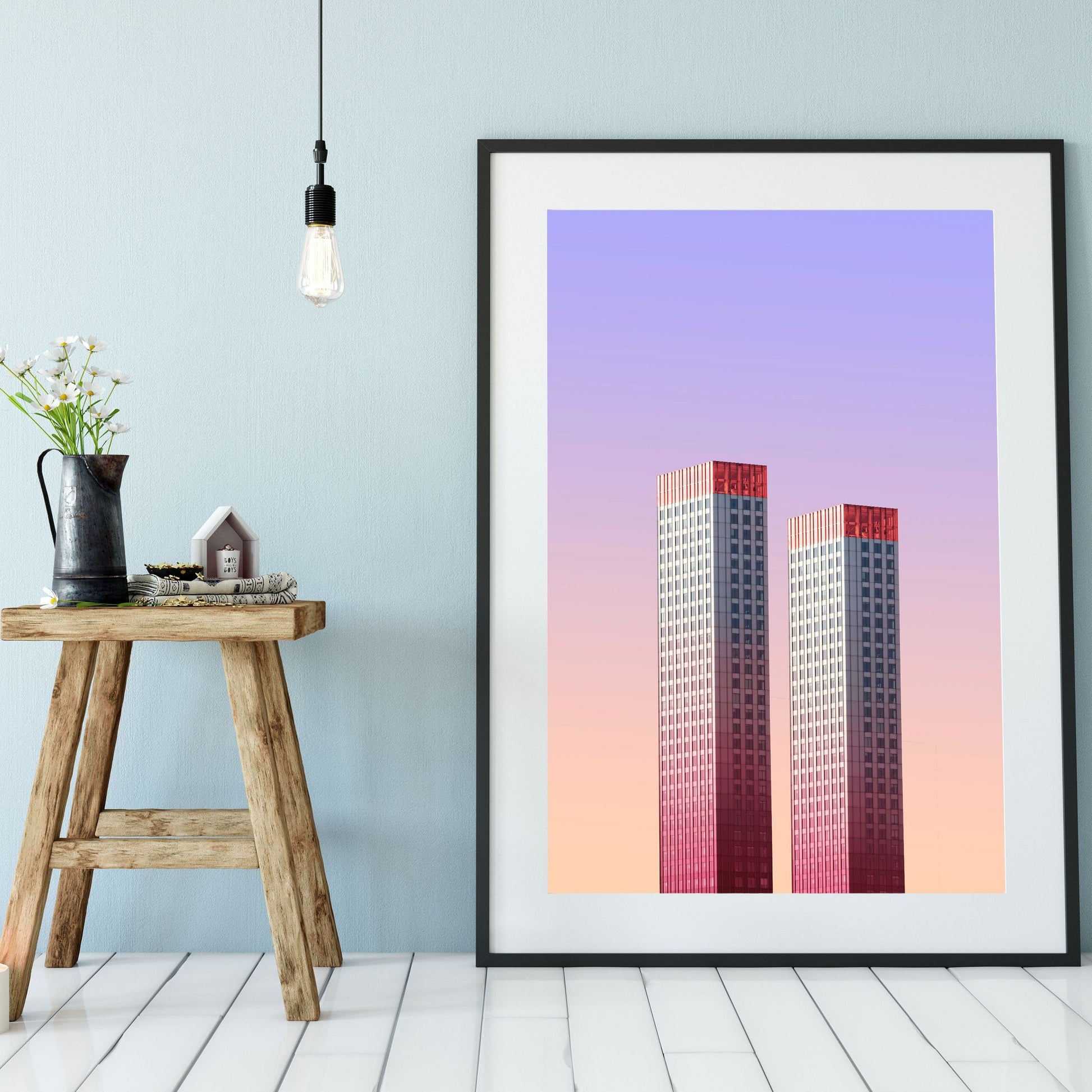 Set of 6 architecture photo framed prints, colourful print gallery wall set