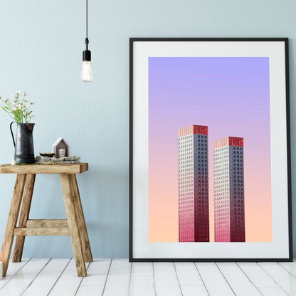 Set of 6 architecture photo framed prints, colourful print gallery wall set