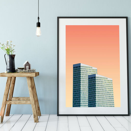 Bright Architecture framed print, city photography abstract art