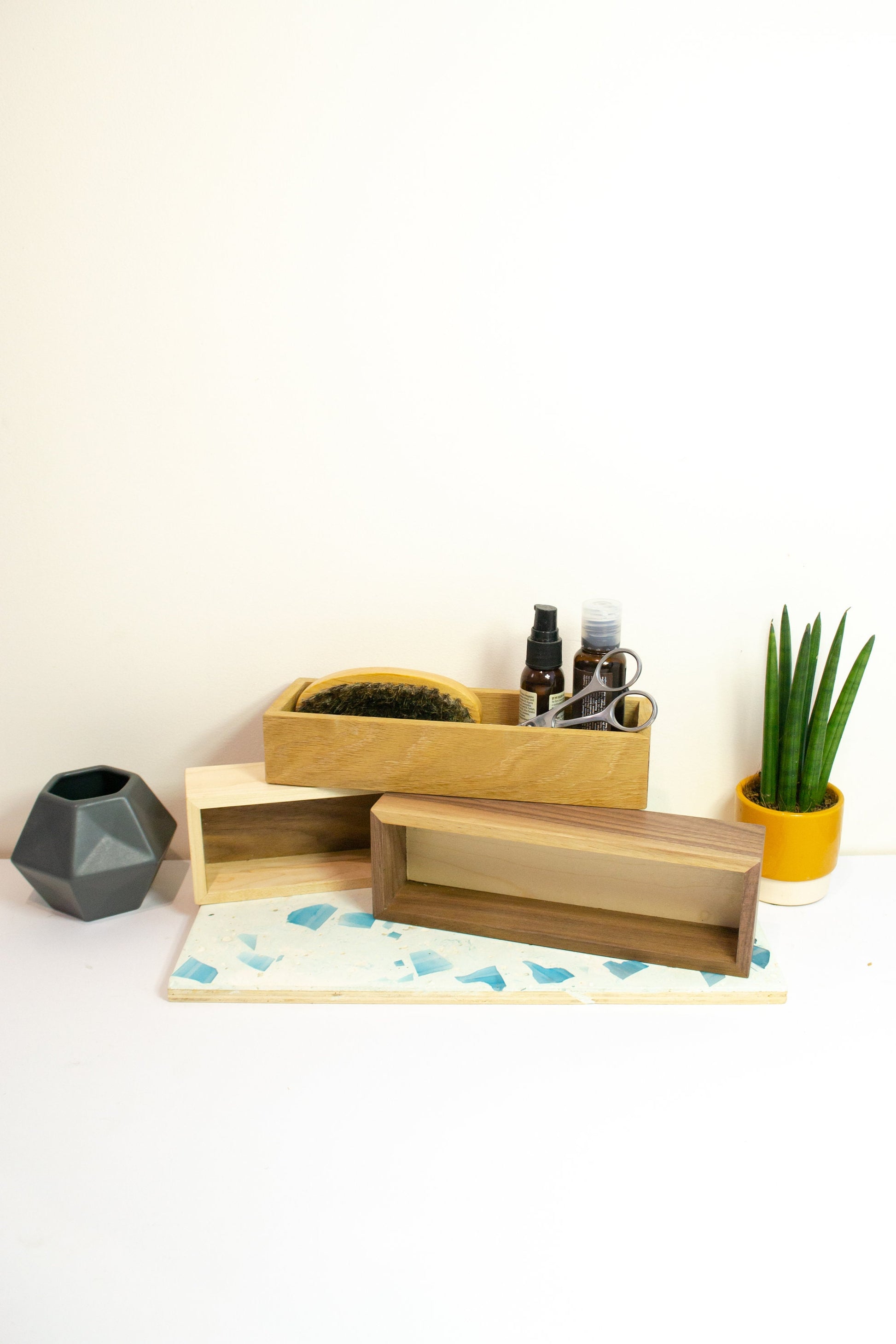 Handmade Birch valet tray, coin dish catchall tray, desk tidy wooden box Marie Kondo storage tray, stash tray, office desk box