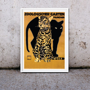 Digital Download Antique Advertising Print, 'Zoologischer Garten Munchen' illustrated printable poster, vintage advertising sign Germany Zoo