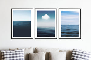 Relaxing calm ocean and cloud photography print