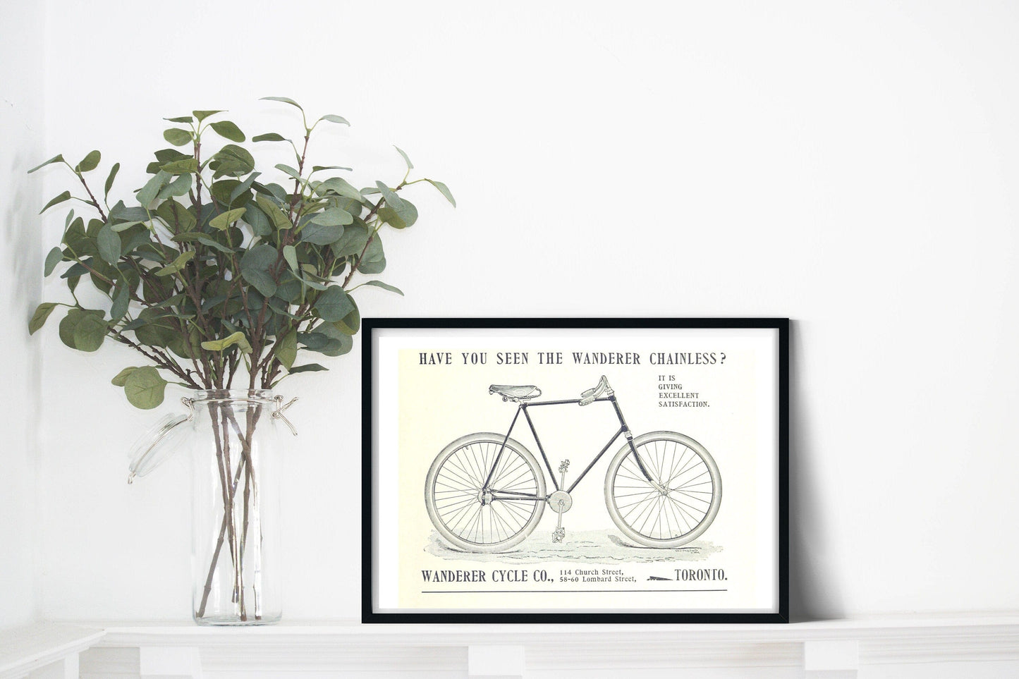 Framed Bike Print The Wanderer bicycle advertising bike poster Vintage Advertising Prints