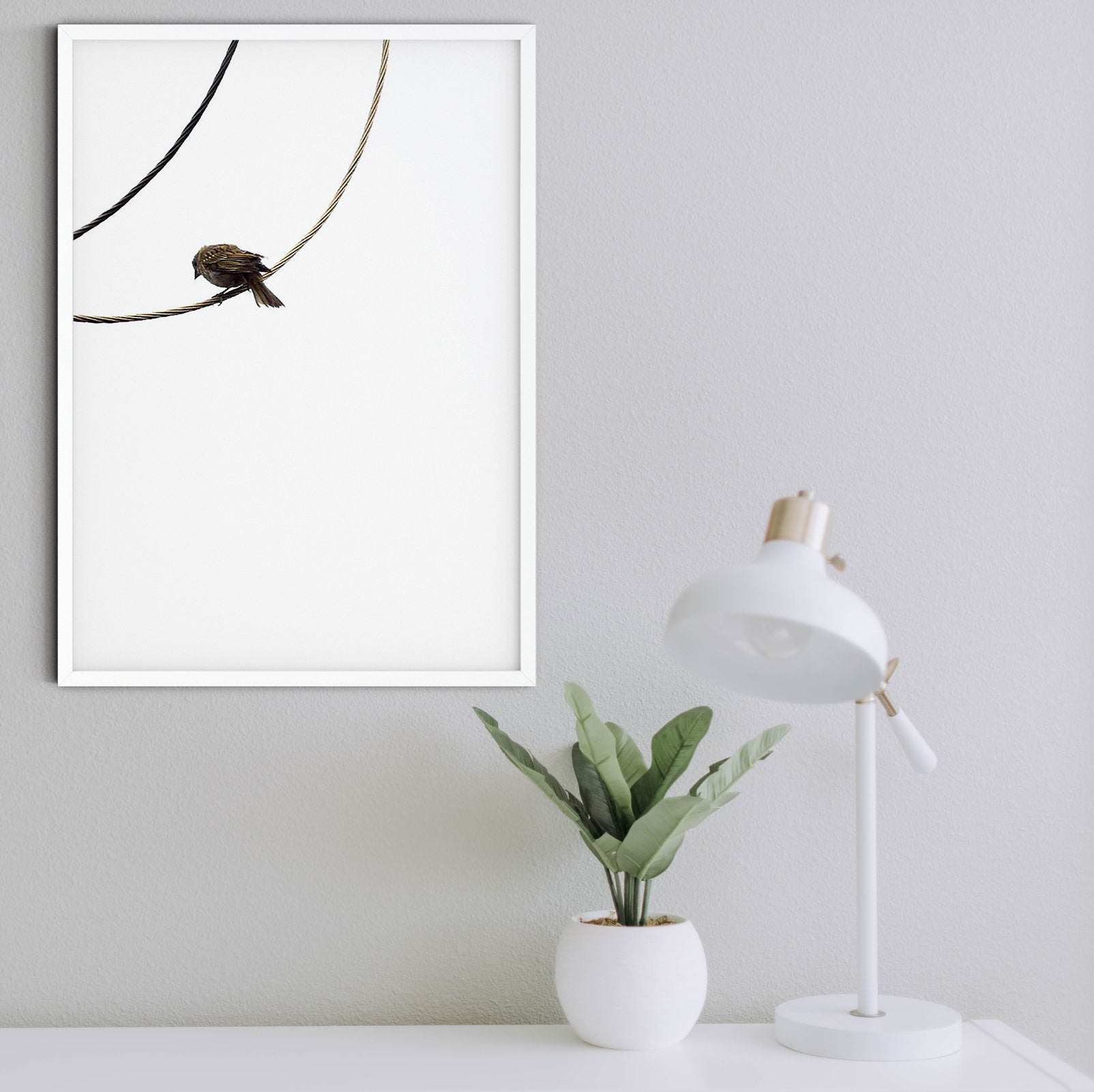 Modern Minimalist Bird Print, Black And White Bird Art, minimalist art photography print, minimal nature photography bird wall art Photography Prints