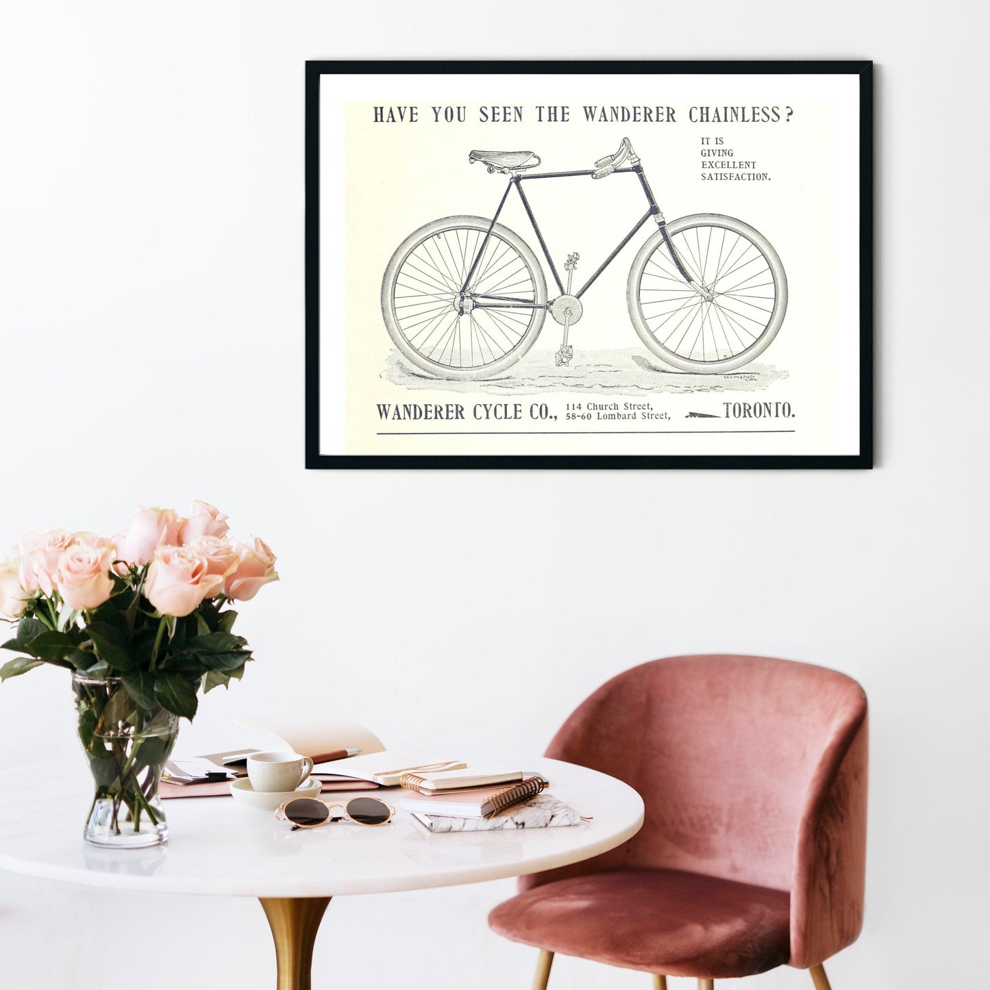 Framed Bike Print The Wanderer bicycle advertising bike poster Vintage Advertising Prints