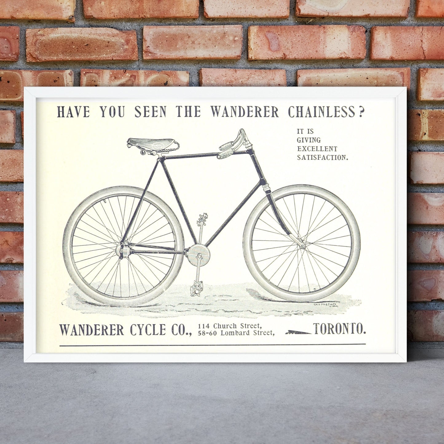 Framed Bike Print The Wanderer bicycle advertising bike poster Vintage Advertising Prints