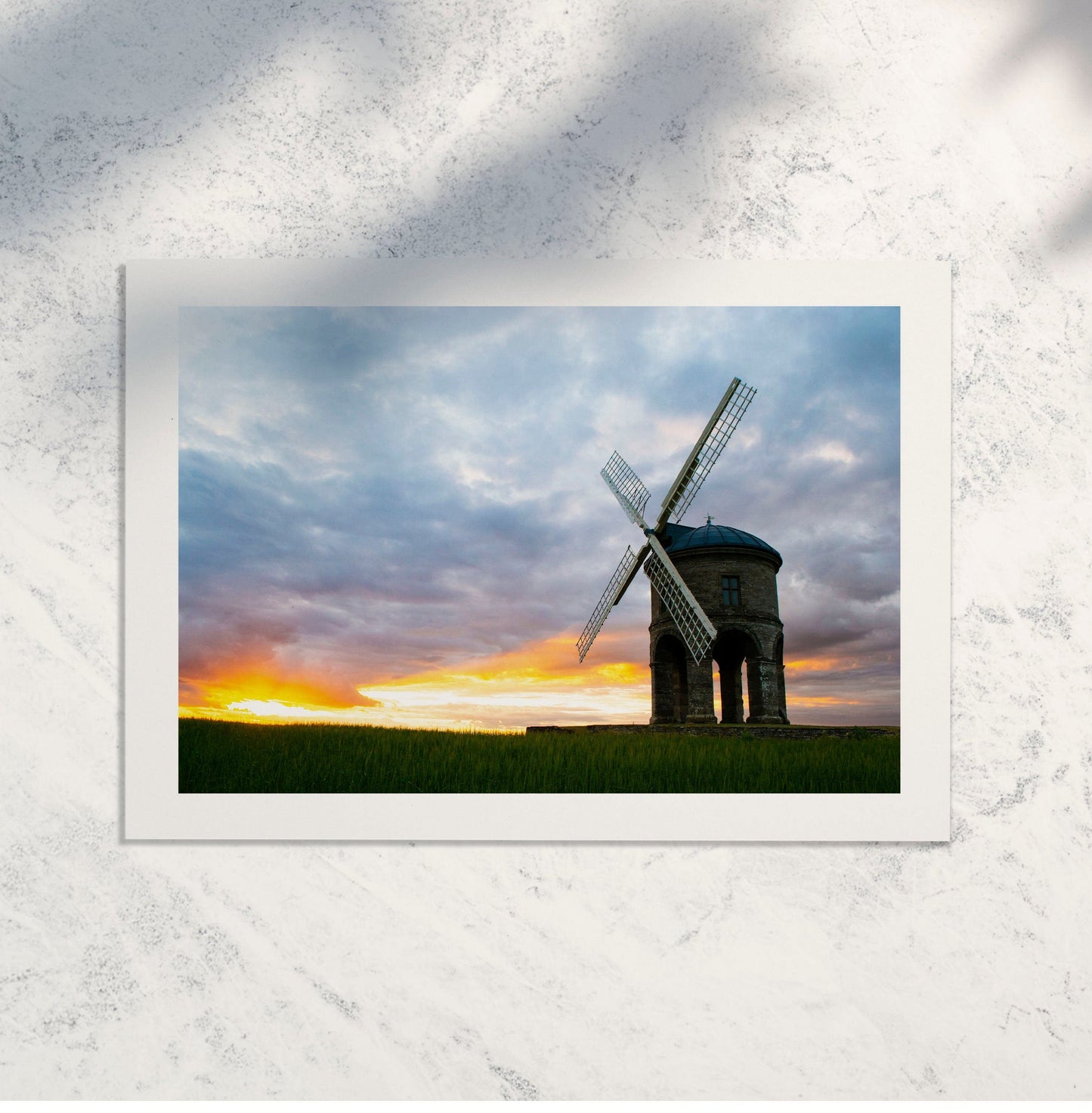 Framed Windmill landscape print, Windmill photograph print, Windmill poster, Chesterton Windmill sunset art print