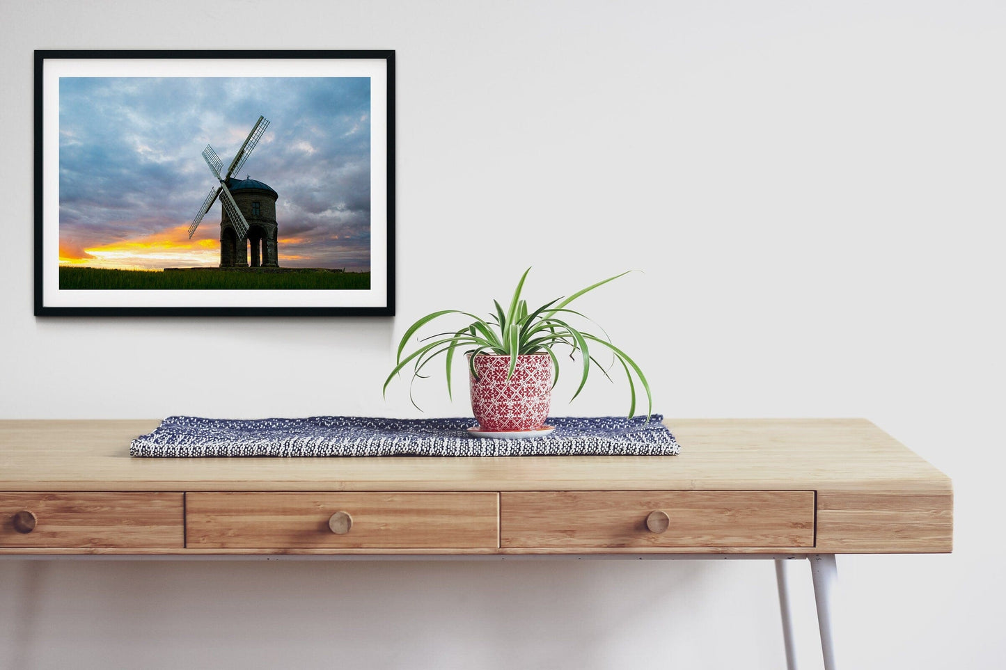 Framed Windmill landscape print, Windmill photograph print, Windmill poster, Chesterton Windmill sunset art print