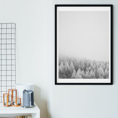 Framed winter landscape print, neutral landscape photograph, mountain nature photograph waiting room art print