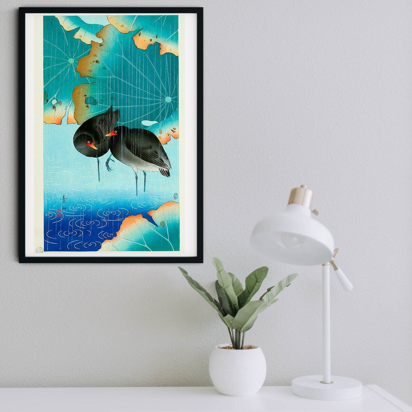 Framed Japanese Water Birds Print, Japanese Art Print Japanese Art Print