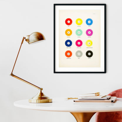 Framed Vintage Typography Print, Printing colours abstract art print office decor retro rainbow poster