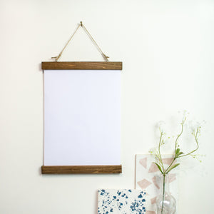 Picture Hanger - Magnetic wood poster hanger, wooden wall hanging frame for framing art print, chart, scroll or Pictures