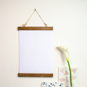 Picture Hanger - Magnetic wood poster hanger, wooden wall hanging frame for framing art print, chart, scroll or Pictures