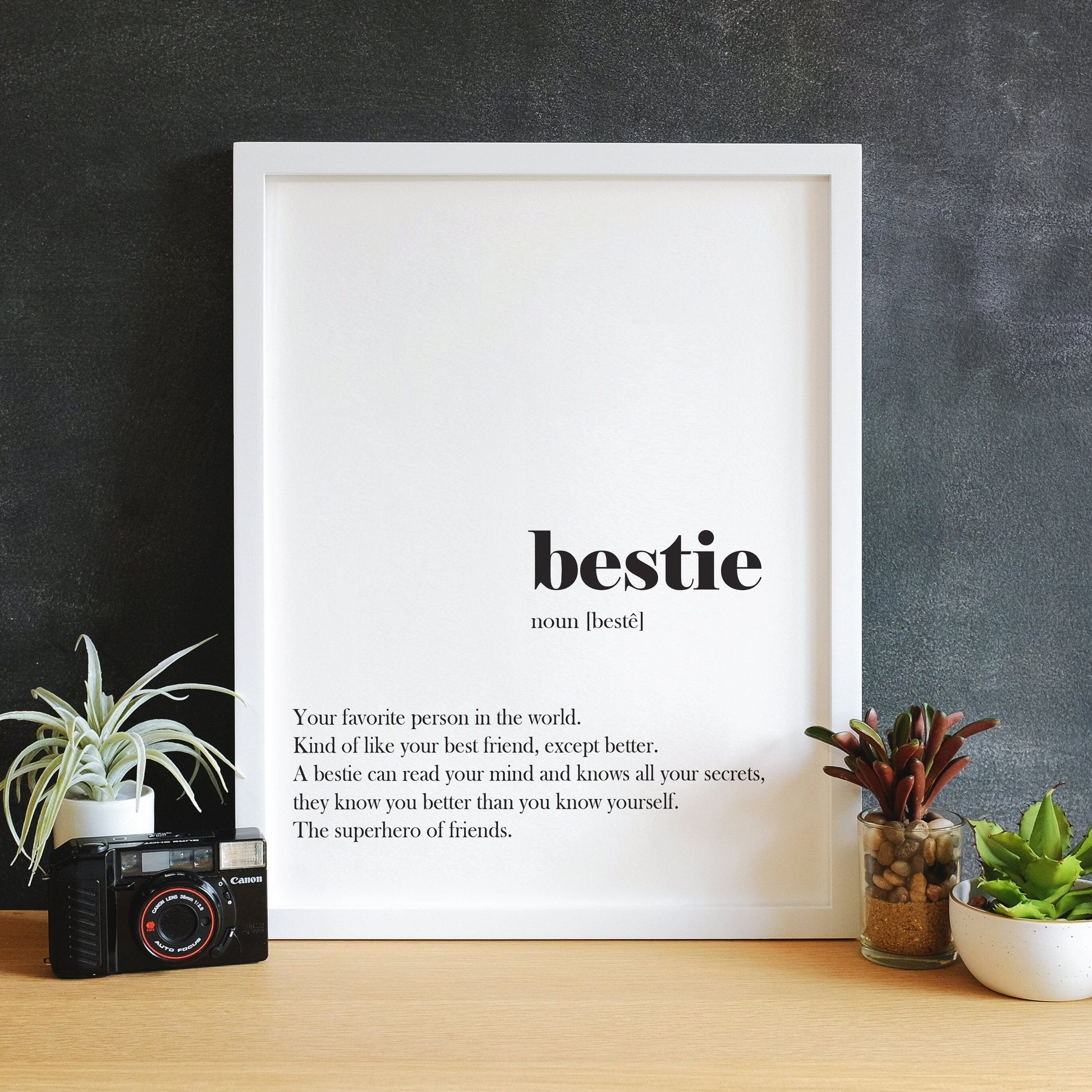 Framed Bestie Definition print, Best friend prints, Word Art Print quote prints