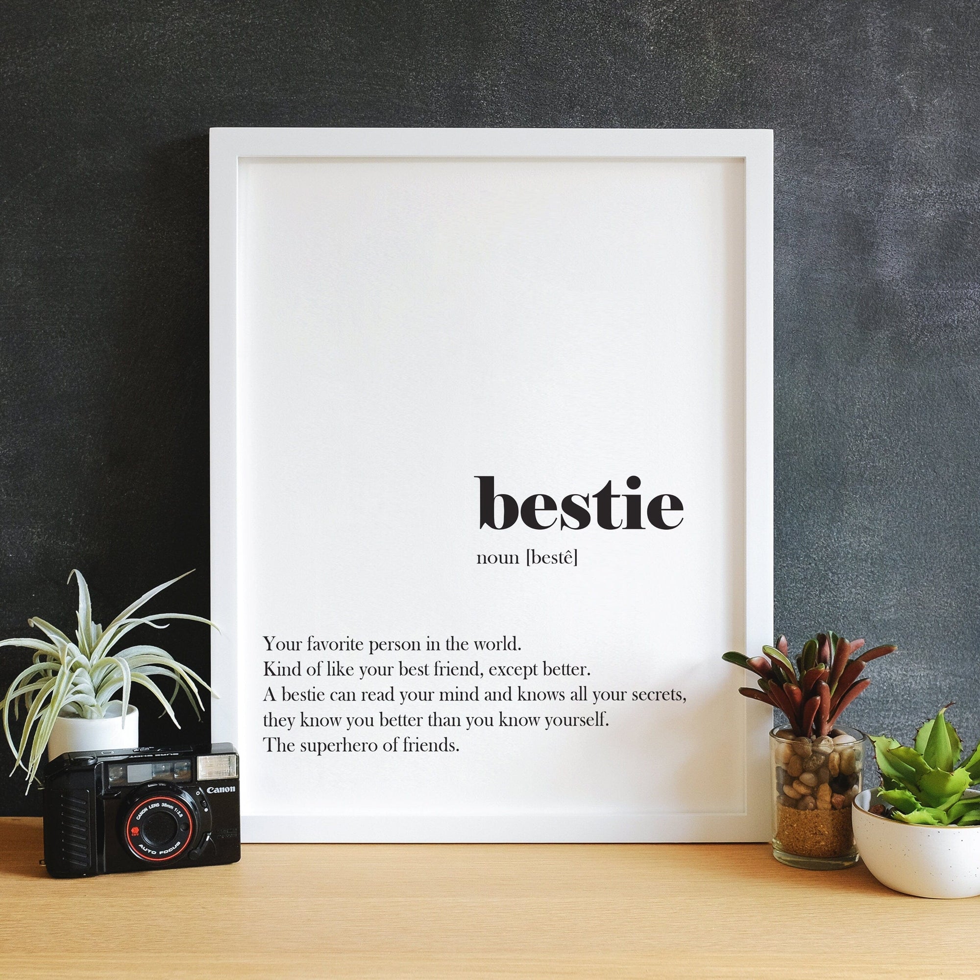 Framed Bestie Definition print, Best friend prints, Word Art Print quote prints